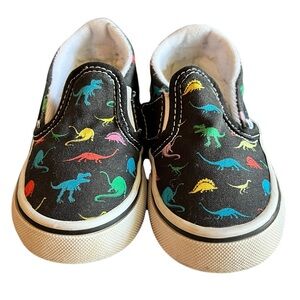 Vans size 7 toddler Dinosaur slip on shoes Velcro